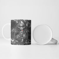 Viking Warrior Raven Axe Vegvisir Ceramic Mug Odin Warrior Nordic Runic Engraved Illustration Style