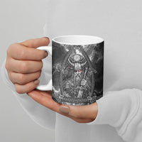 Viking Warrior Raven Axe Vegvisir Ceramic Mug Odin Warrior Nordic Runic Engraved Illustration Style