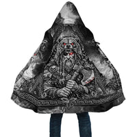 Viking Warrior Raven Axe Vegvisir Cloak Odin Warrior Nordic Runic Engraved Illustration Style