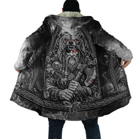 Viking Warrior Raven Axe Vegvisir Cloak Odin Warrior Nordic Runic Engraved Illustration Style