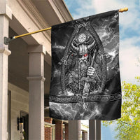 Viking Warrior Raven Axe Vegvisir Garden Flag Odin Warrior Nordic Runic Engraved Illustration Style