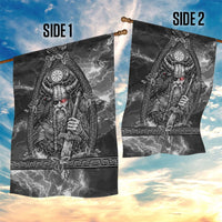 Viking Warrior Raven Axe Vegvisir Garden Flag Odin Warrior Nordic Runic Engraved Illustration Style