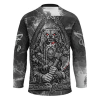 Viking Warrior Raven Axe Vegvisir Hockey Jersey Odin Warrior Nordic Runic Engraved Illustration Style