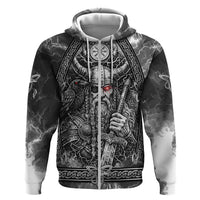Viking Warrior Raven Axe Vegvisir Hoodie Odin Warrior Nordic Runic Engraved Illustration Style