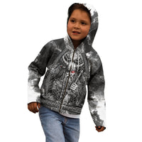 Viking Warrior Raven Axe Vegvisir Kid Hoodie Odin Warrior Nordic Runic Engraved Illustration Style