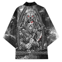 Viking Warrior Raven Axe Vegvisir Kimono Odin Warrior Nordic Runic Engraved Illustration Style