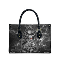 Viking Warrior Raven Axe Vegvisir Leather Bag Odin Warrior Nordic Runic Engraved Illustration Style