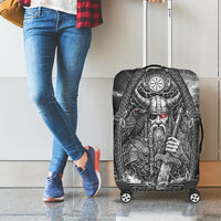 Viking Warrior Raven Axe Vegvisir Luggage Cover Odin Warrior Nordic Runic Engraved Illustration Style