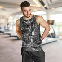 Viking Warrior Raven Axe Vegvisir Men Tank Top Odin Warrior Nordic Runic Engraved Illustration Style
