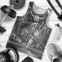 Viking Warrior Raven Axe Vegvisir Men Tank Top Odin Warrior Nordic Runic Engraved Illustration Style