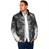 Viking Warrior Raven Axe Vegvisir Padded Jacket Odin Warrior Nordic Runic Engraved Illustration Style
