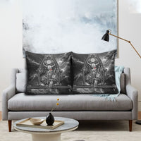 Viking Warrior Raven Axe Vegvisir Pillow Cover Odin Warrior Nordic Runic Engraved Illustration Style