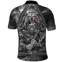 Viking Warrior Raven Axe Vegvisir Polo Shirt Odin Warrior Nordic Runic Engraved Illustration Style