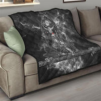 Viking Warrior Raven Axe Vegvisir Quilt Odin Warrior Nordic Runic Engraved Illustration Style