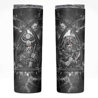 Viking Warrior Raven Axe Vegvisir Skinny Tumbler Odin Warrior Nordic Runic Engraved Illustration Style