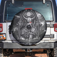Viking Warrior Raven Axe Vegvisir Spare Tire Cover Odin Warrior Nordic Runic Engraved Illustration Style