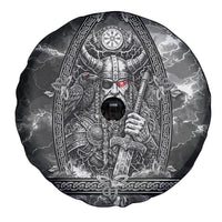 Viking Warrior Raven Axe Vegvisir Spare Tire Cover Odin Warrior Nordic Runic Engraved Illustration Style