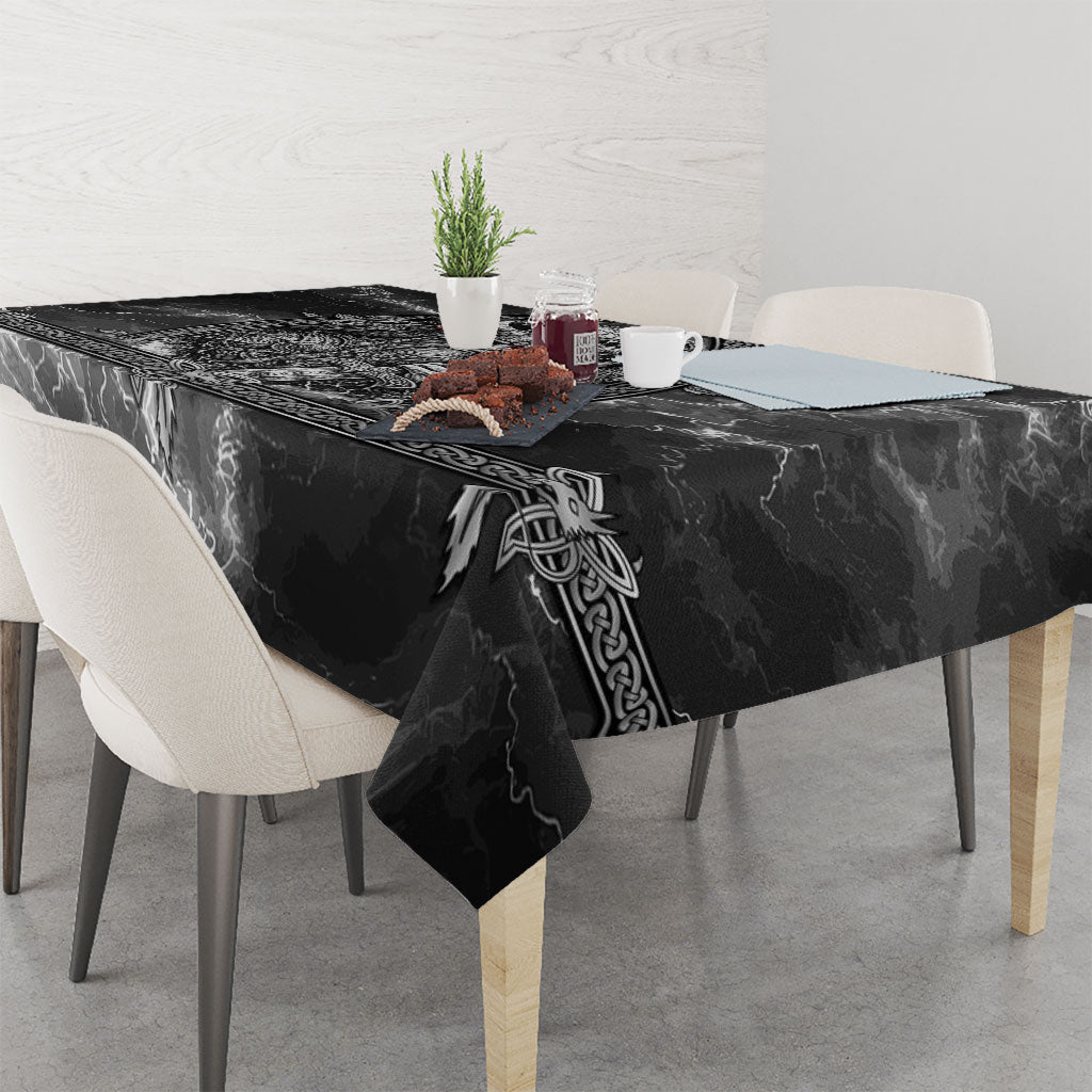 Viking Warrior Raven Axe Vegvisir Tablecloth Odin Warrior Nordic Runic Engraved Illustration Style