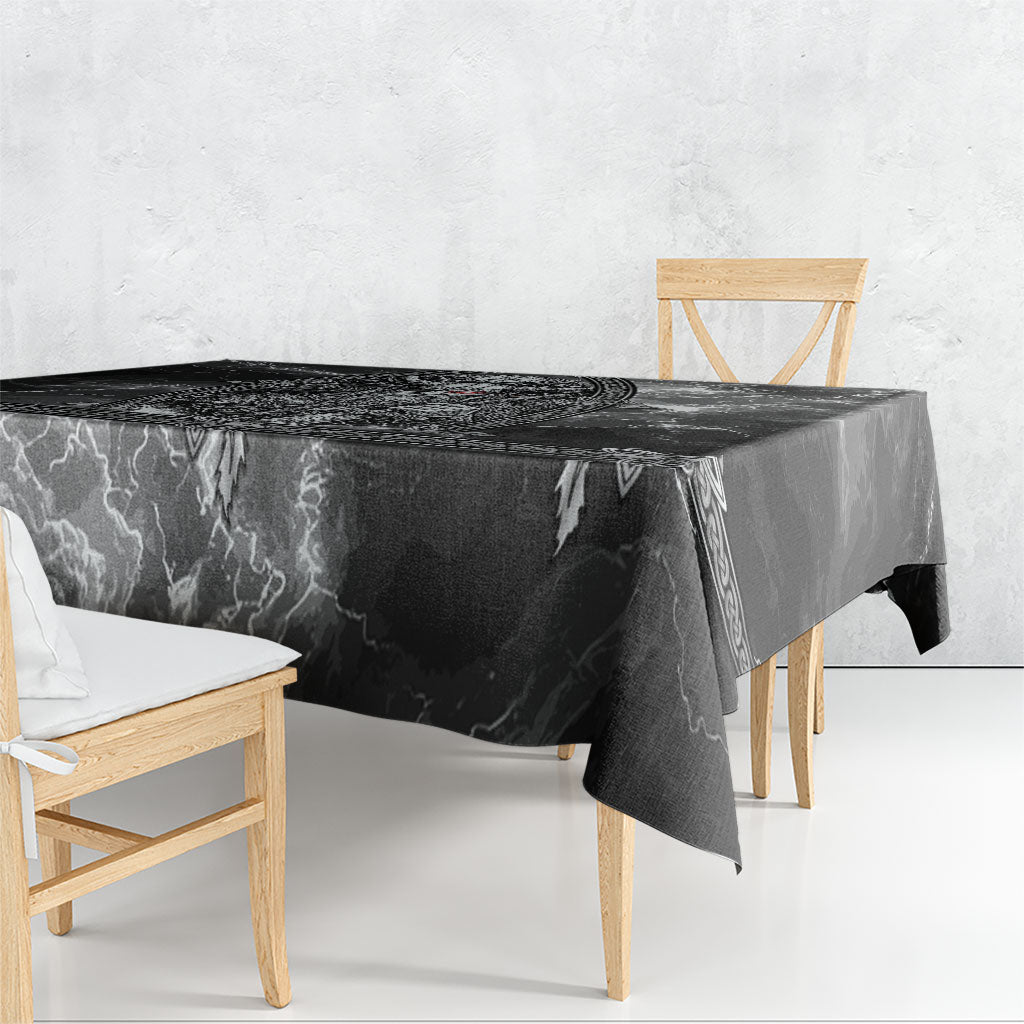 Viking Warrior Raven Axe Vegvisir Tablecloth Odin Warrior Nordic Runic Engraved Illustration Style