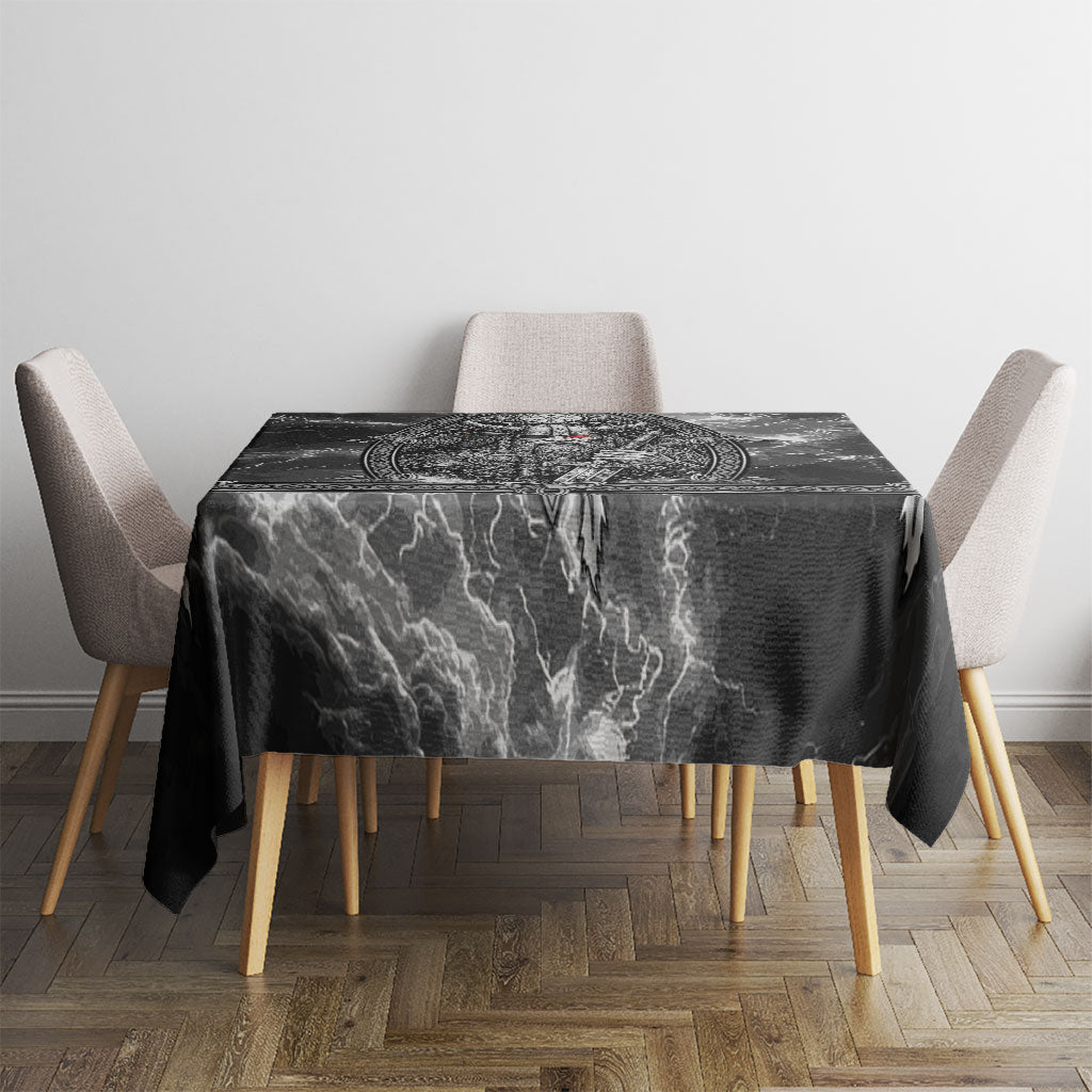 Viking Warrior Raven Axe Vegvisir Tablecloth Odin Warrior Nordic Runic Engraved Illustration Style