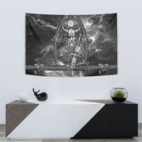 Viking Warrior Raven Axe Vegvisir Tapestry Odin Warrior Nordic Runic Engraved Illustration Style