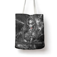 Viking Warrior Raven Axe Vegvisir Tote Bag Odin Warrior Nordic Runic Engraved Illustration Style