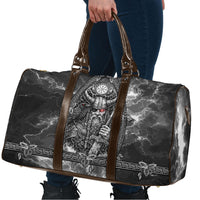 Viking Warrior Raven Axe Vegvisir Travel Bag Odin Warrior Nordic Runic Engraved Illustration Style