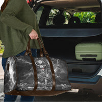 Viking Warrior Raven Axe Vegvisir Travel Bag Odin Warrior Nordic Runic Engraved Illustration Style