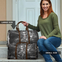 Viking Warrior Raven Axe Vegvisir Travel Bag Odin Warrior Nordic Runic Engraved Illustration Style