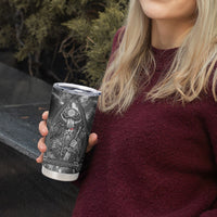 Viking Warrior Raven Axe Vegvisir Tumbler Cup Odin Warrior Nordic Runic Engraved Illustration Style