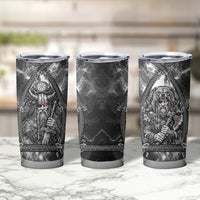 Viking Warrior Raven Axe Vegvisir Tumbler Cup Odin Warrior Nordic Runic Engraved Illustration Style
