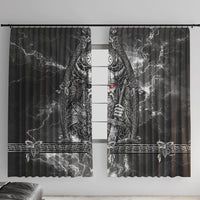 Viking Warrior Raven Axe Vegvisir Window Curtain Odin Warrior Nordic Runic Engraved Illustration Style