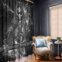 Viking Warrior Raven Axe Vegvisir Window Curtain Odin Warrior Nordic Runic Engraved Illustration Style