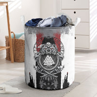 Viking Berserker Bear Valknut Vegvisir Laundry Basket Nordic Runic Warrior Engraving Style