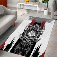 Viking Berserker Bear Valknut Vegvisir Area Rug Nordic Runic Warrior Engraving Style