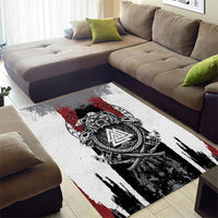 Viking Berserker Bear Valknut Vegvisir Area Rug Nordic Runic Warrior Engraving Style