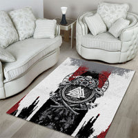 Viking Berserker Bear Valknut Vegvisir Area Rug Nordic Runic Warrior Engraving Style