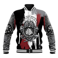 Viking Berserker Bear Valknut Vegvisir Baseball Jacket Nordic Runic Warrior Engraving Style