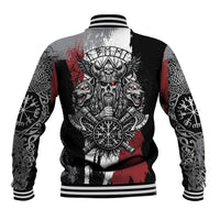 Viking Berserker Bear Valknut Vegvisir Baseball Jacket Nordic Runic Warrior Engraving Style