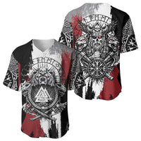 Viking Berserker Bear Valknut Vegvisir Baseball Jersey Nordic Runic Warrior Engraving Style