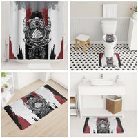 Viking Berserker Bear Valknut Vegvisir Bathroom Set Nordic Runic Warrior Engraving Style