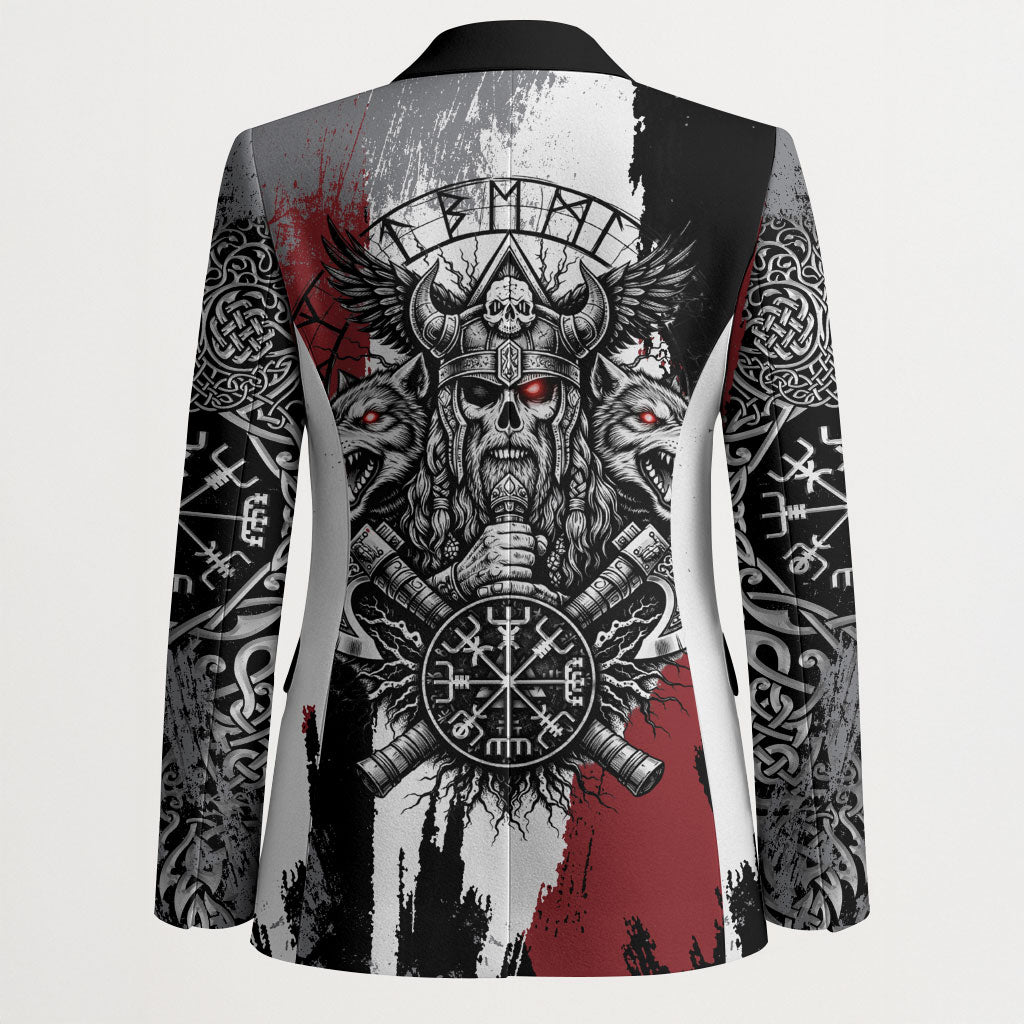 Viking Berserker Bear Valknut Vegvisir Blazer Nordic Runic Warrior Engraving Style