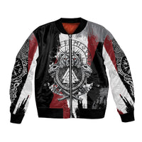 Viking Berserker Bear Valknut Vegvisir Bomber Jacket Nordic Runic Warrior Engraving Style