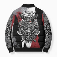 Viking Berserker Bear Valknut Vegvisir Bomber Puffer Jacket Nordic Runic Warrior Engraving Style