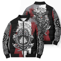 Viking Berserker Bear Valknut Vegvisir Bomber Puffer Jacket Nordic Runic Warrior Engraving Style