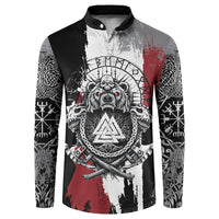 Viking Berserker Bear Valknut Vegvisir Button Sweatshirt Nordic Runic Warrior Engraving Style