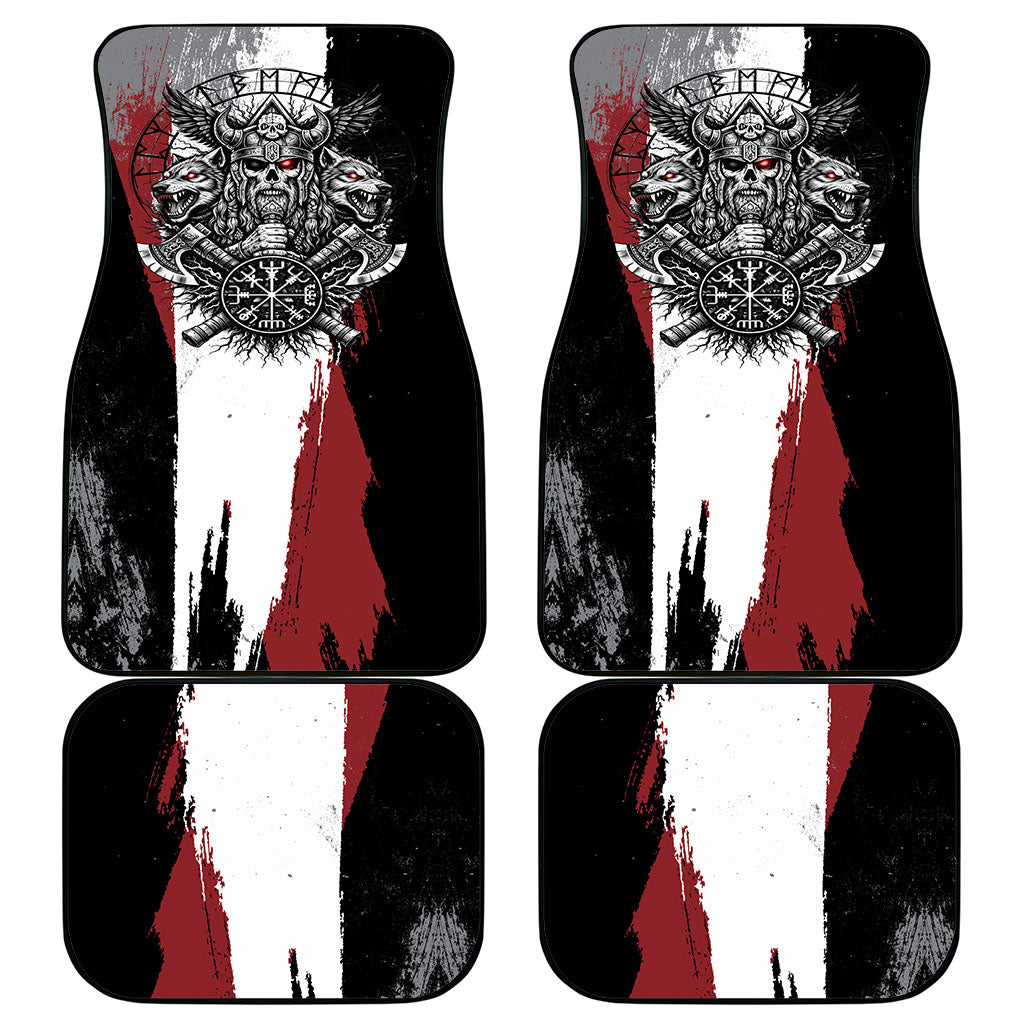Viking Berserker Bear Valknut Vegvisir Car Mats Nordic Runic Warrior Engraving Style