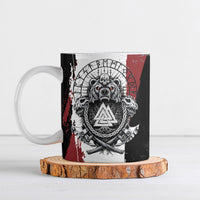 Viking Berserker Bear Valknut Vegvisir Ceramic Mug Nordic Runic Warrior Engraving Style