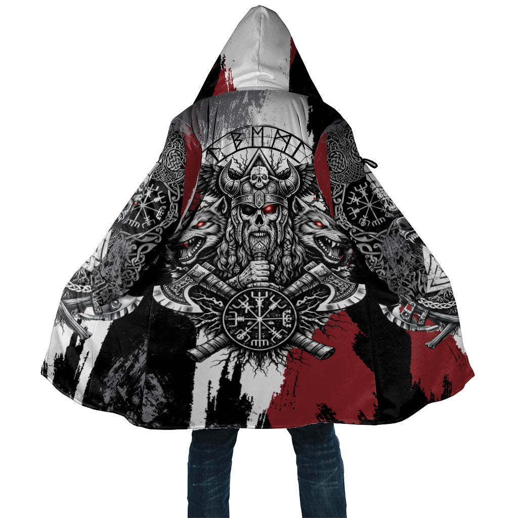 Viking Berserker Bear Valknut Vegvisir Cloak Nordic Runic Warrior Engraving Style