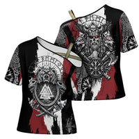 Viking Berserker Bear Valknut Vegvisir Cross Shoulder Shirt Nordic Runic Warrior Engraving Style